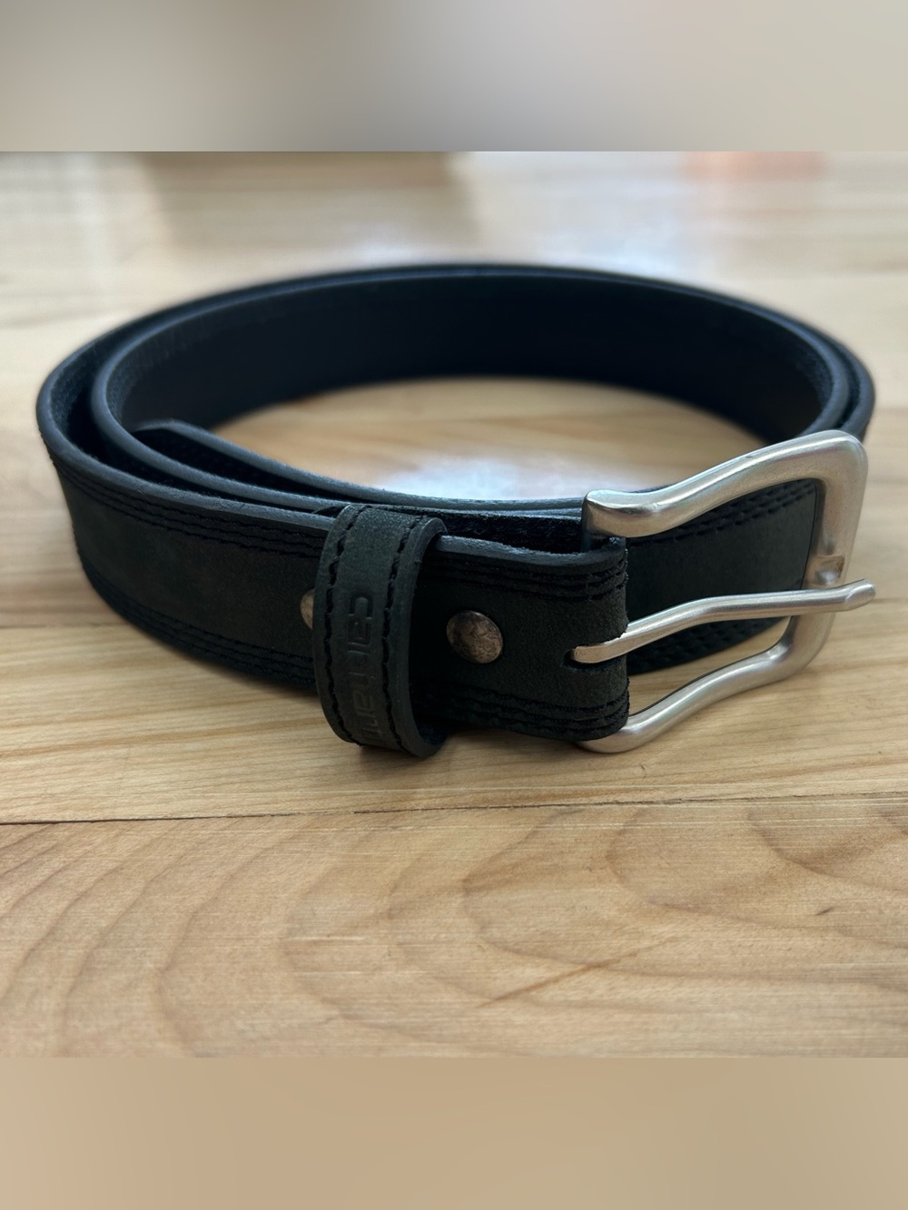 Carhartt Black Top Grain Leather Belt Size 44 Work Casual Heavy Duty